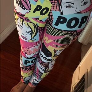 Ladies Comic Book Leggings!! Multicolored! Like new!